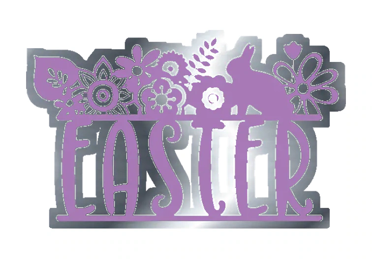 Easter - Silver Chrome Vinyl Sticker - Custom Size