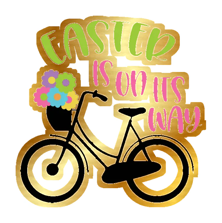 Easter is on its Way - Gold Chrome Vinyl Sticker - Custom Size