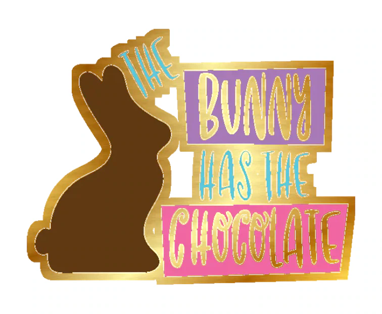 The Bunny has the Chocolate - Gold Chrome Vinyl Sticker - Custom Size