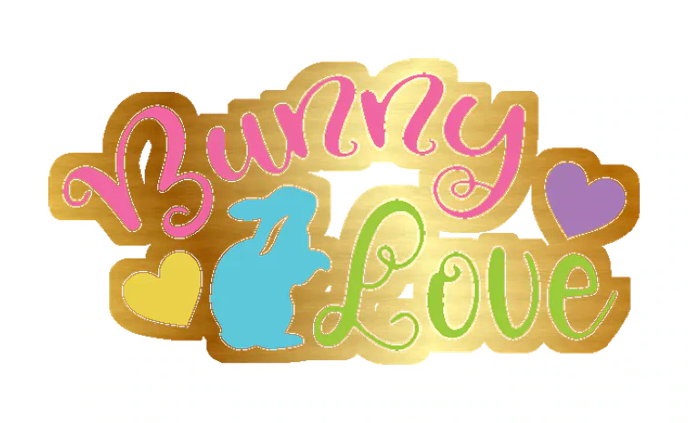 Bunny Love - Gold Chrome Vinyl Sticker - Custom Size