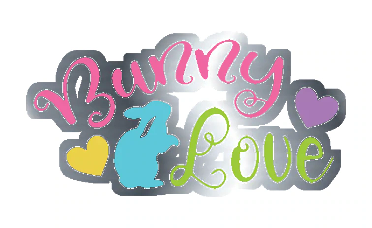 Bunny Love - Silver Chrome Vinyl Sticker - Custom Size