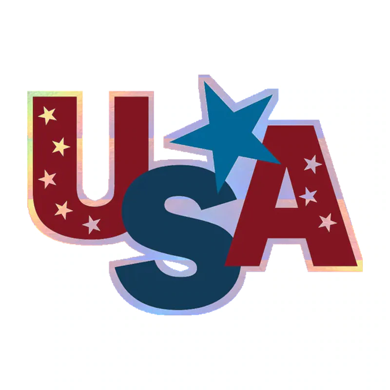 USA - Holographic Vinyl Sticker - Custom Size