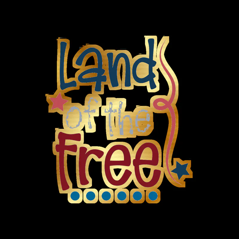 Land of the Free - Gold Chrome Vinyl Sticker - Custom Size
