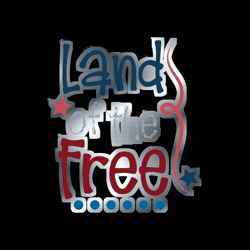 Land of the Free - Silver Chrome Vinyl Sticker - Custom Size