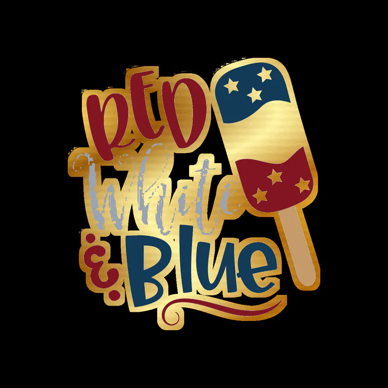 Red White and Blue - Gold Chrome Vinyl Sticker - Custom Size