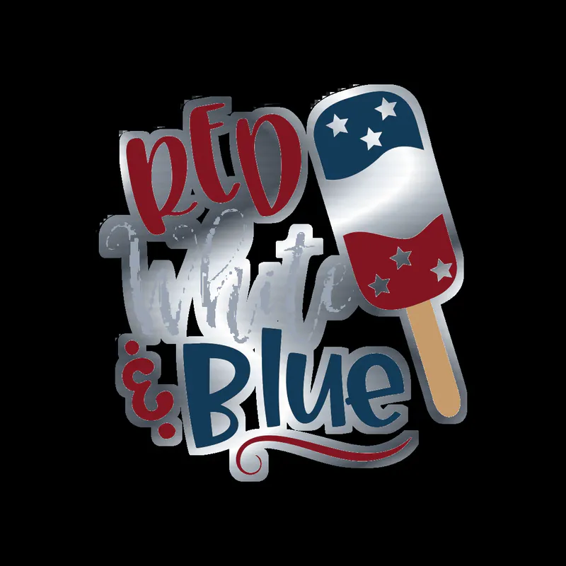 Red White and Blue - Silver Chrome Vinyl Sticker - Custom Size