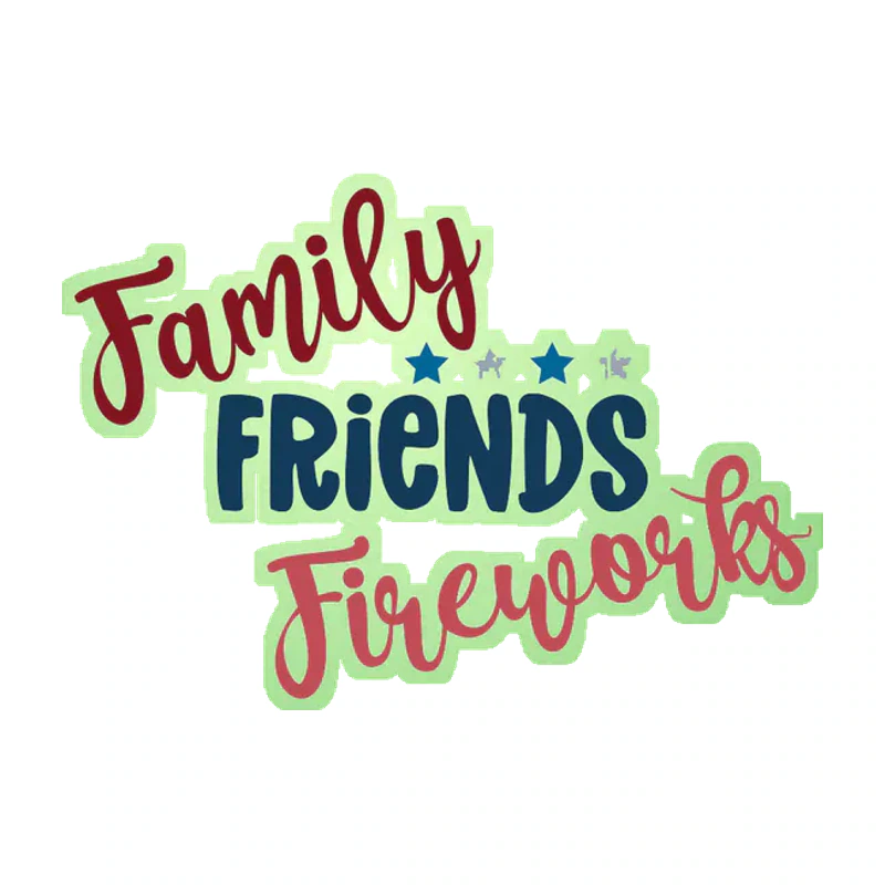 Family Friends Fireworks - Glow in the Dark Vinyl Sticker - Custom Size