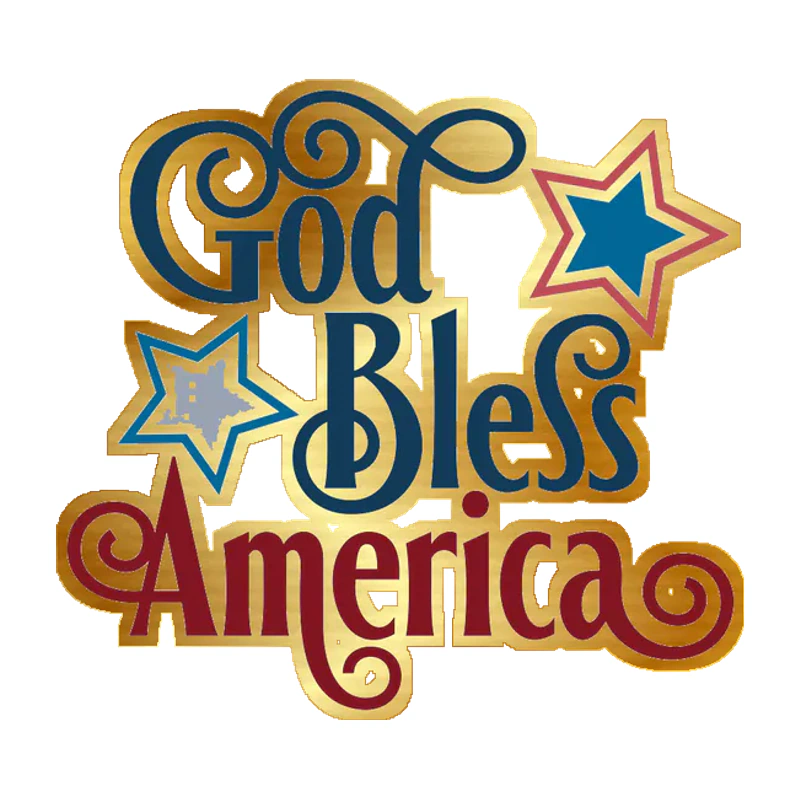 God Bless America - Gold Chrome Vinyl Sticker - Custom Size