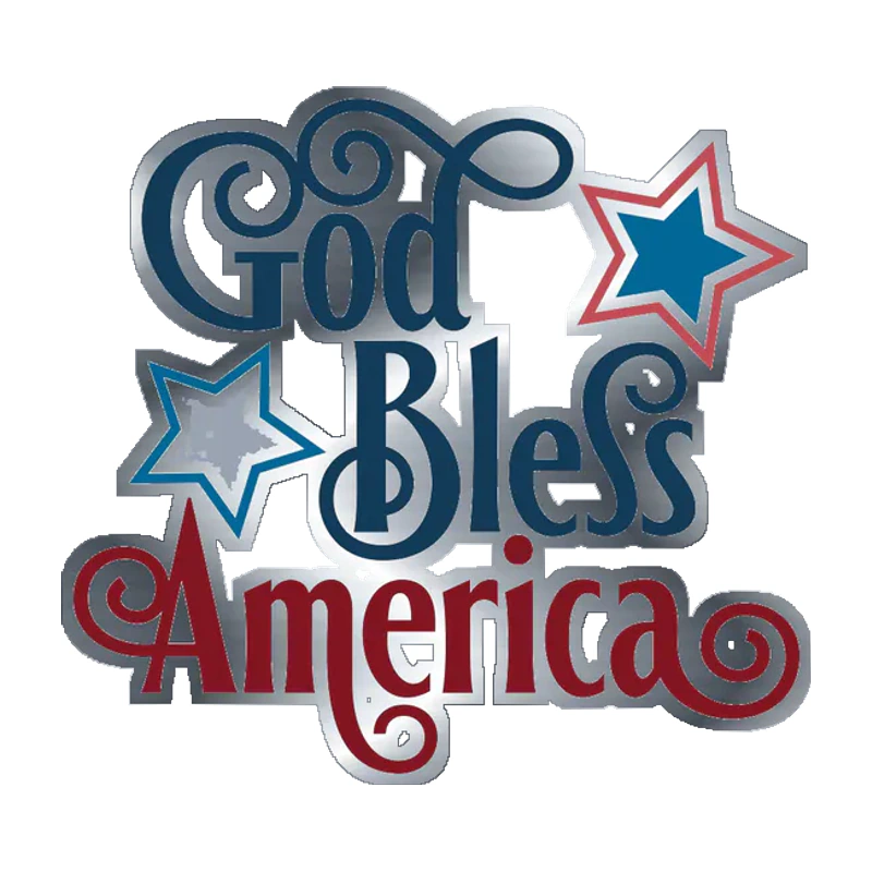 God Bless America - Silver Chrome Vinyl Sticker - Custom Size