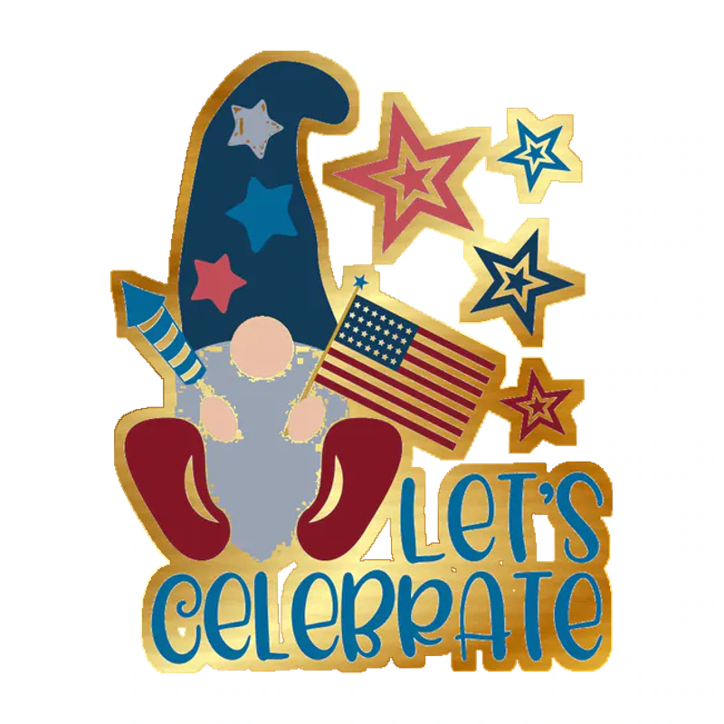 Lets Celebrate - Gold Chrome Vinyl Sticker - Custom Size