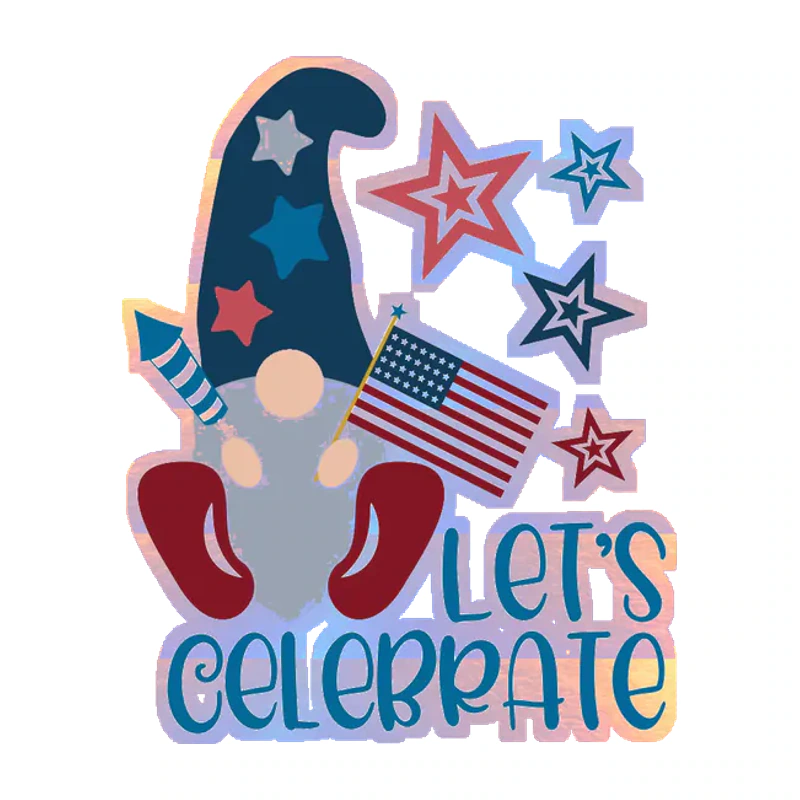 Lets Celebrate - Holographic Vinyl Sticker - Custom Size