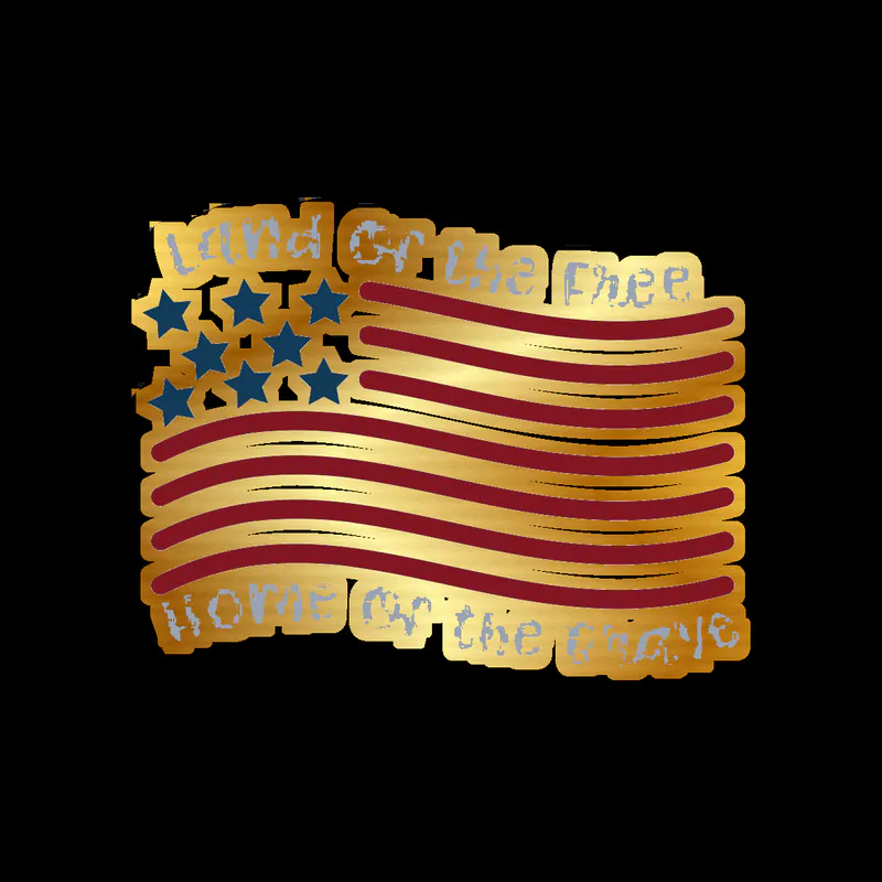 Land of the Free 2 - Gold Chrome Vinyl Sticker - Custom Size