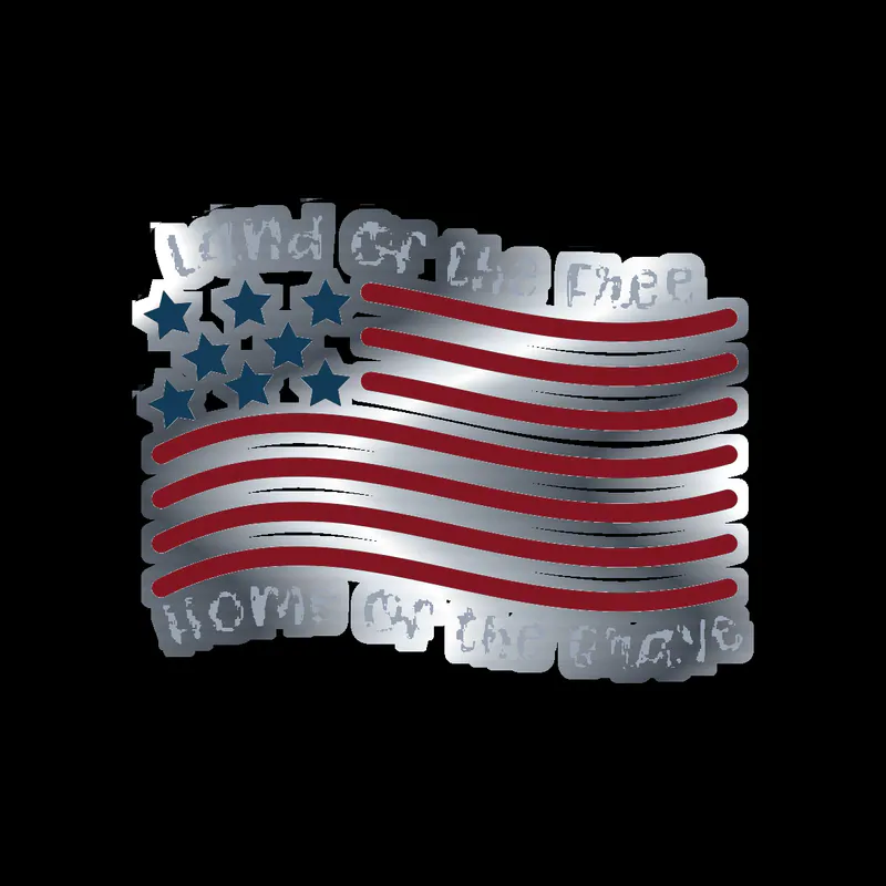 Land of the Free 2 - Silver Chrome Vinyl Sticker - Custom Size