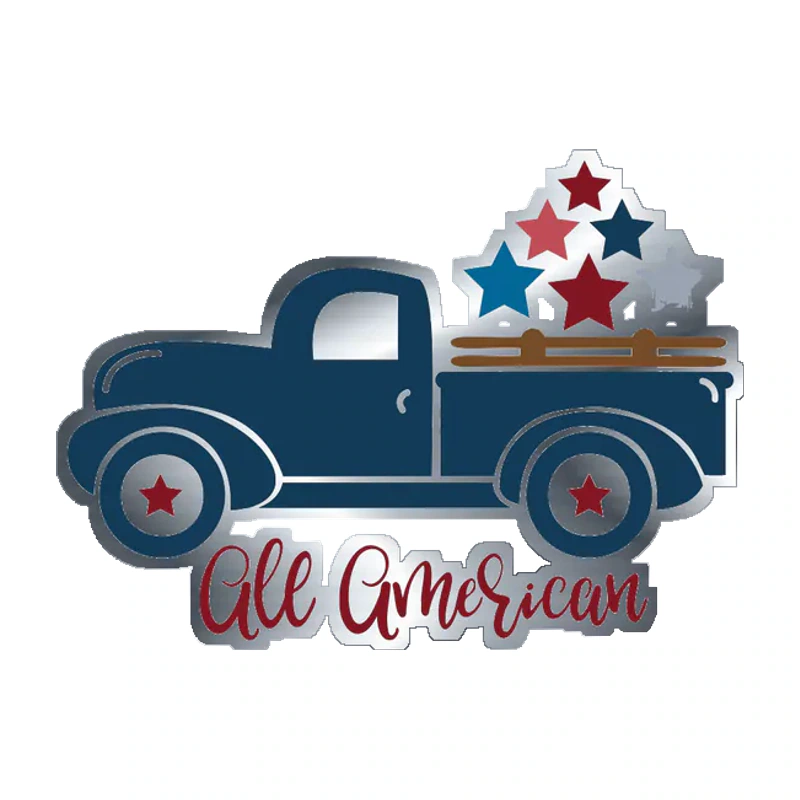 All American - Silver Chrome Vinyl Sticker - Custom Size