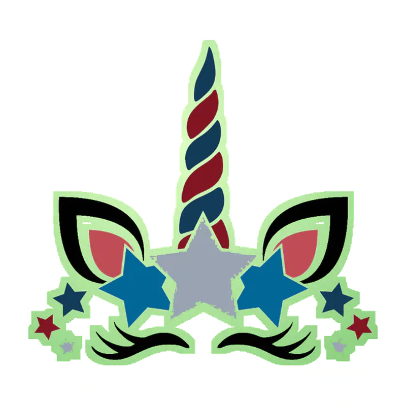 Patriotic Unicorn - Glow in the Dark Vinyl Sticker - Custom Size
