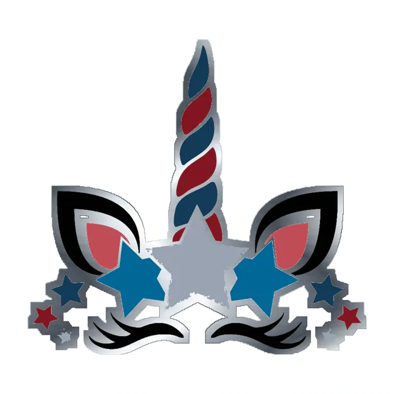 Patriotic Unicorn - Silver Chrome Vinyl Sticker - Custom Size
