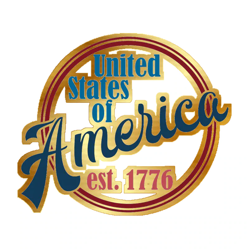 United States of America - Gold Chrome Vinyl Sticker - Custom Size