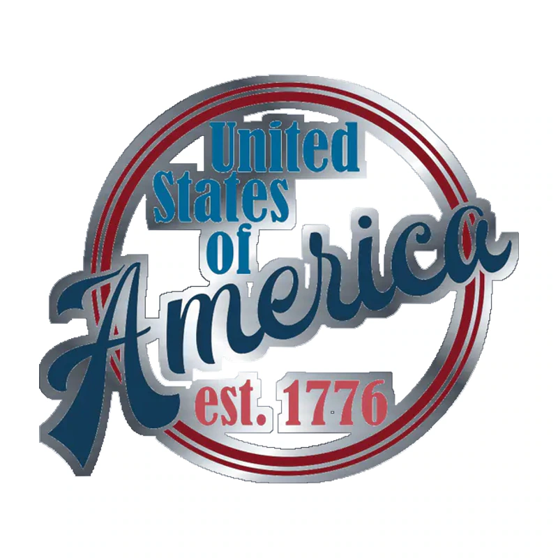 United States of America - Silver Chrome Vinyl Sticker - Custom Size