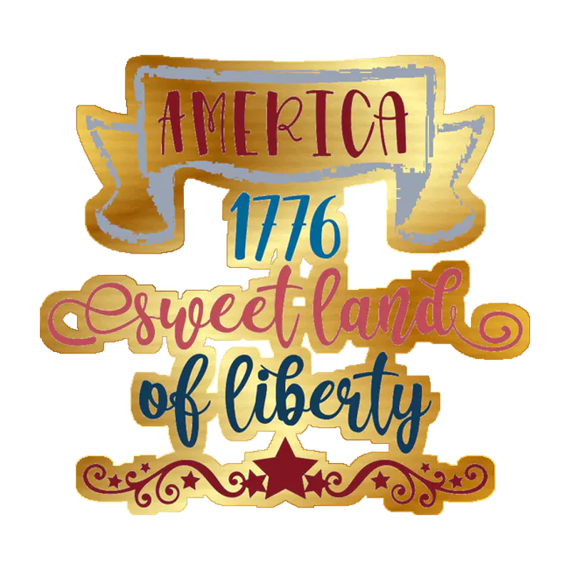Sweet Land of Liberty - Gold Chrome Vinyl Sticker - Custom Size