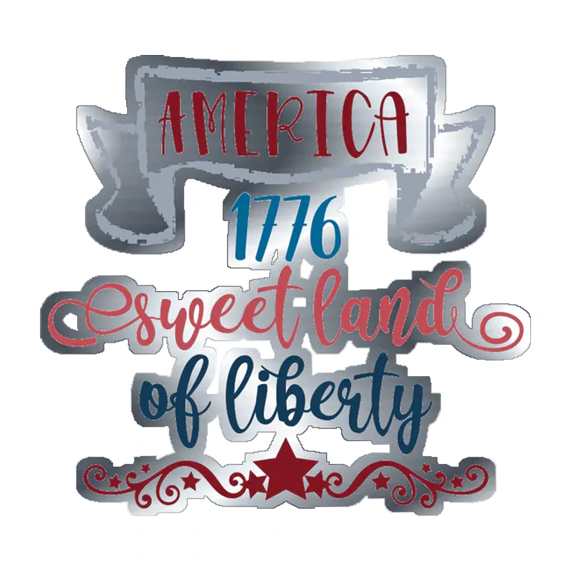 Sweet Land of Liberty - Silver Chrome Vinyl Sticker - Custom Size