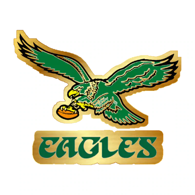 Philadelphia Eagles - Retro Logo  - Gold Chrome Vinyl Sticker - Custom Size