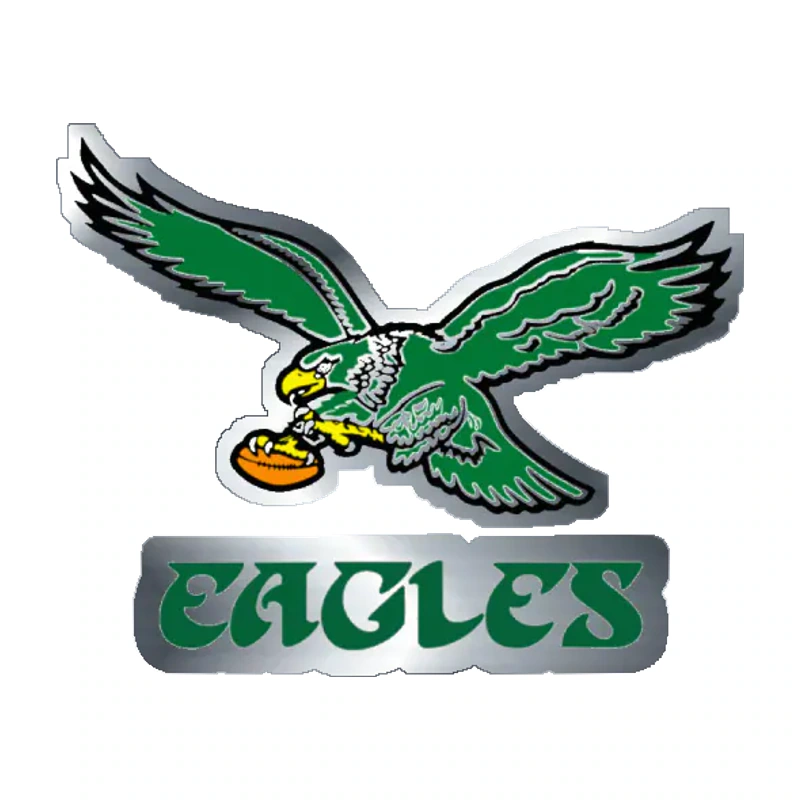 Philadelphia Eagles - Retro Logo  - Silver Chrome Vinyl Sticker - Custom Size