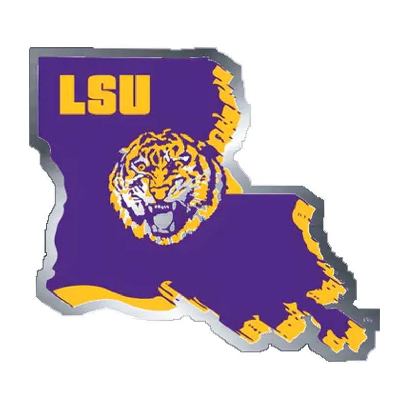 LSU Tigers - Logo 1984 - Silver Chrome Vinyl Sticker - Custom Size