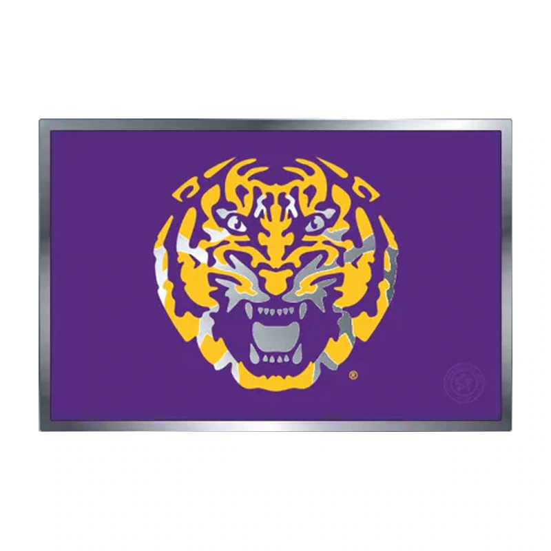 LSU Tigers - Secondary Logo - Silver Chrome Vinyl Sticker - Custom Size