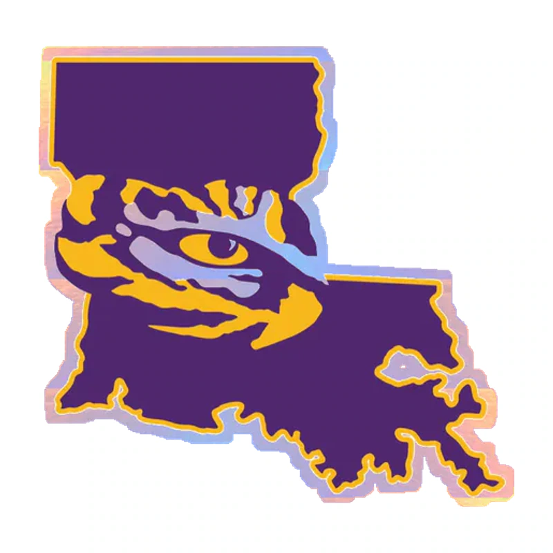 LSU Tigers - Logo 06 - Holographic Vinyl Sticker - Custom Size