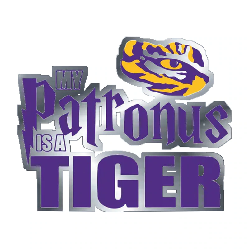LSU Tigers - Logo 07 - Silver Chrome Vinyl Sticker - Custom Size