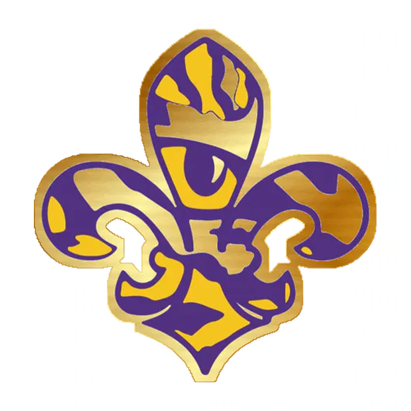 LSU Tigers - Logo 08 - Gold Chrome Vinyl Sticker - Custom Size