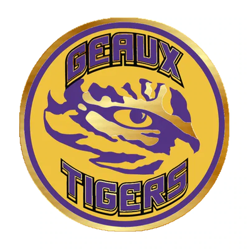 LSU Tigers - Logo 09 - Gold Chrome Vinyl Sticker - Custom Size
