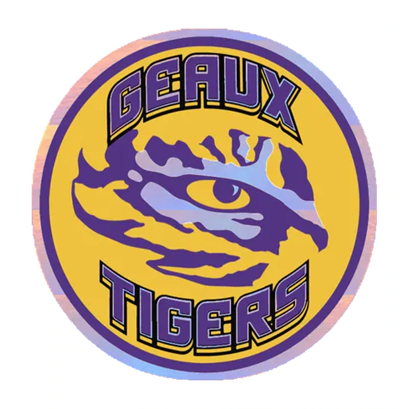 LSU Tigers - Logo 09 - Holographic Vinyl Sticker - Custom Size