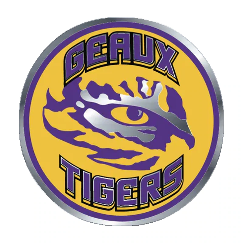 LSU Tigers - Logo 09 - Silver Chrome Vinyl Sticker - Custom Size