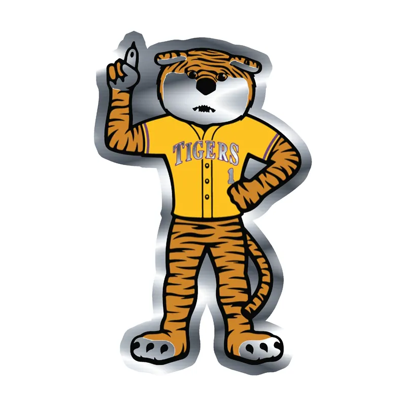 LSU Tigers - Logo 11 - Silver Chrome Vinyl Sticker - Custom Size
