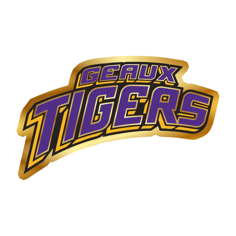 LSU Tigers - Logo 13 - Gold Chrome Vinyl Sticker - Custom Size