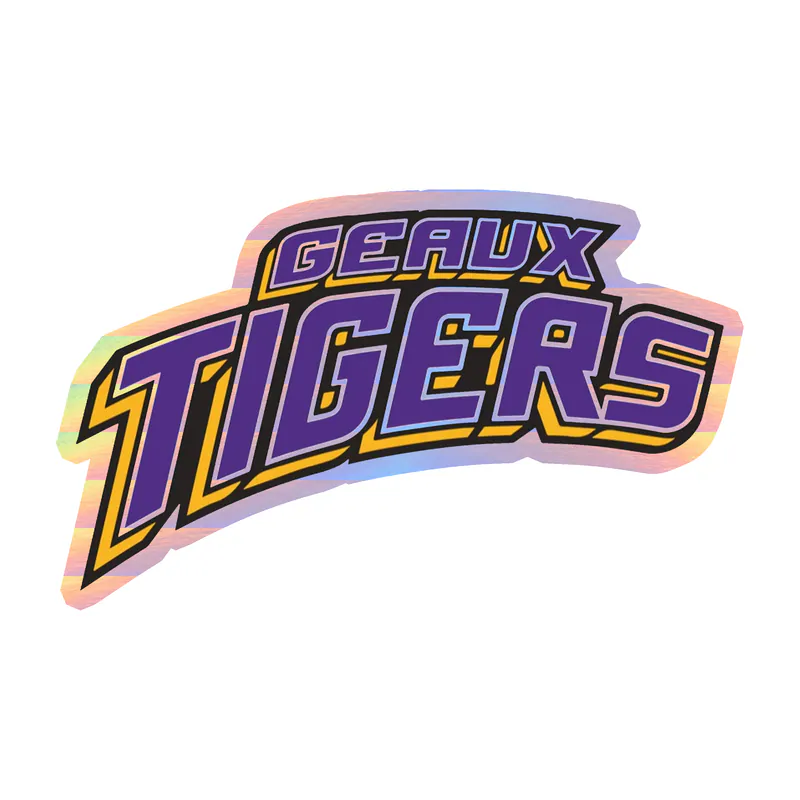 LSU Tigers - Logo 13 - Holographic Vinyl Sticker - Custom Size