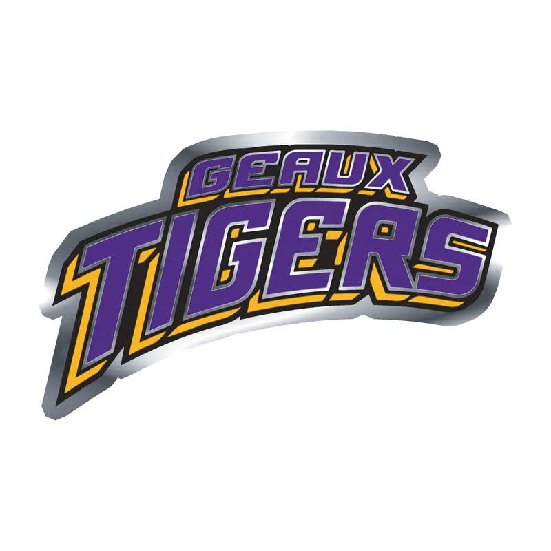 LSU Tigers - Logo 13 - Silver Chrome Vinyl Sticker - Custom Size