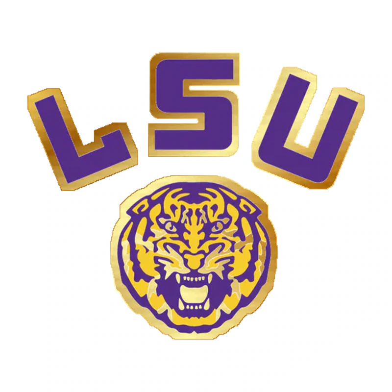 LSU Tigers - Logo 14 - Gold Chrome Vinyl Sticker - Custom Size