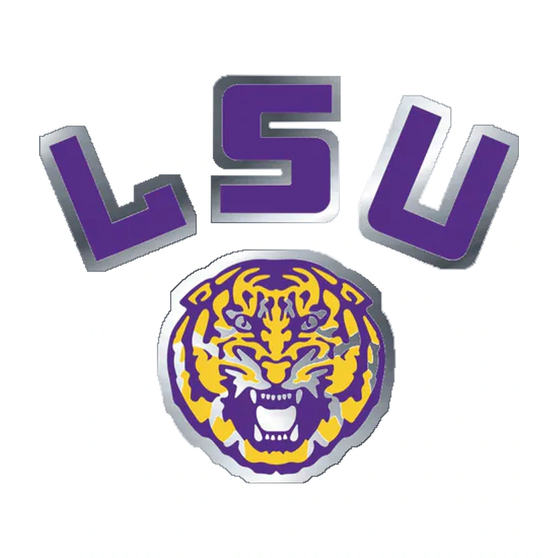 LSU Tigers - Logo 14 - Silver Chrome Vinyl Sticker - Custom Size
