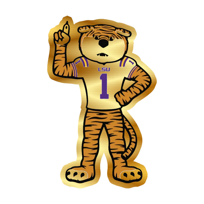 LSU Tigers - Logo 16 - Gold Chrome Vinyl Sticker - Custom Size