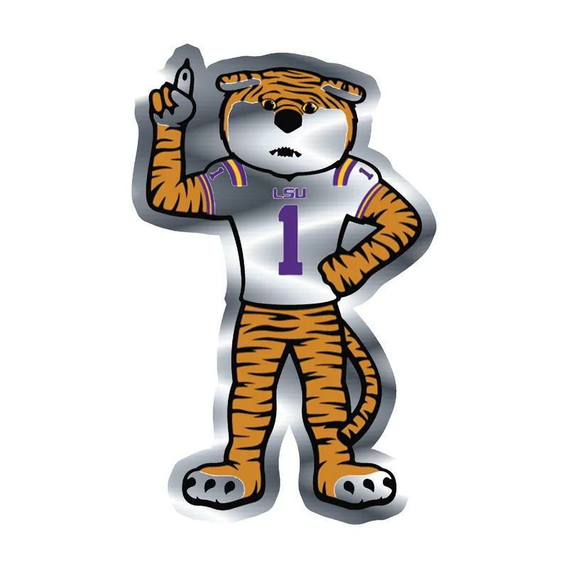 LSU Tigers - Logo 16 - Silver Chrome Vinyl Sticker - Custom Size