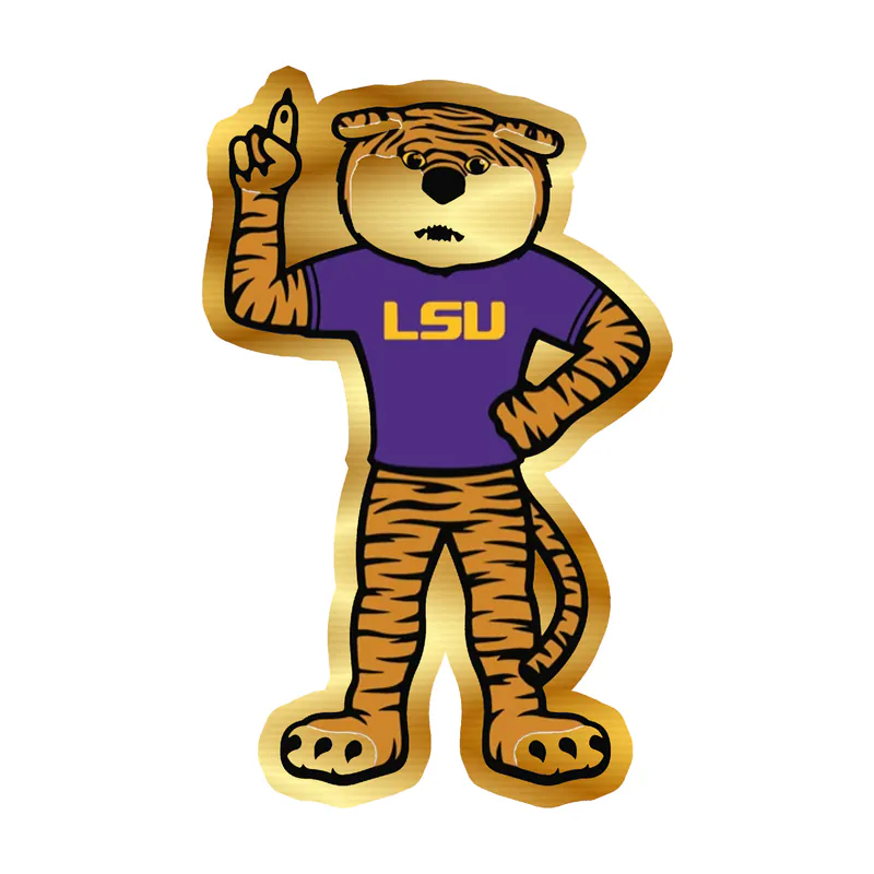 LSU Tigers - Logo 17 - Gold Chrome Vinyl Sticker - Custom Size