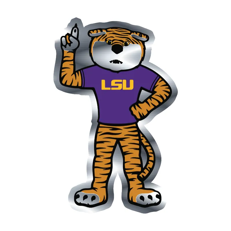 LSU Tigers - Logo 17 - Silver Chrome Vinyl Sticker - Custom Size