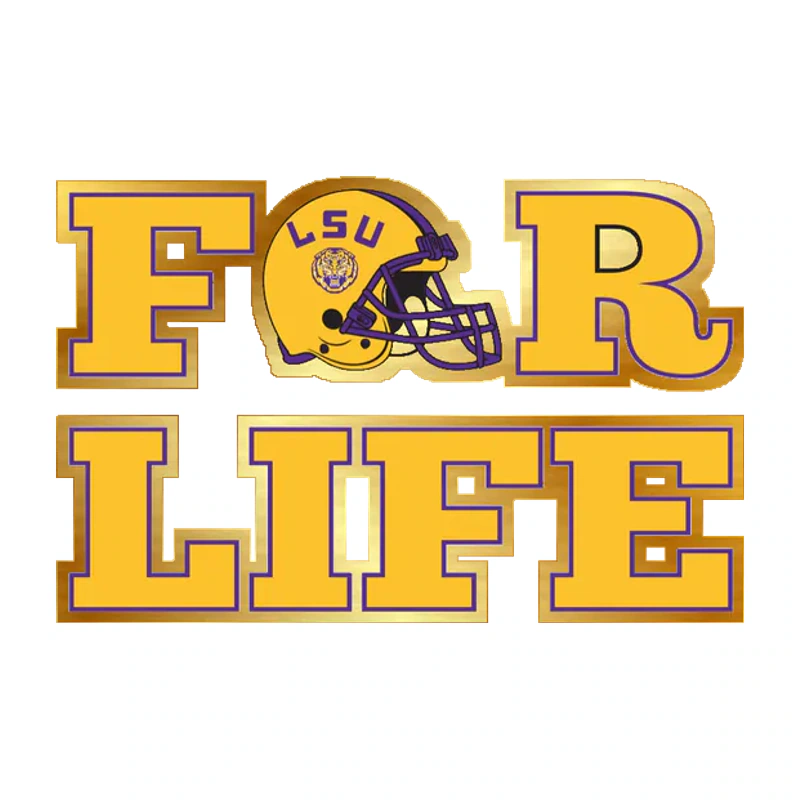 LSU Tigers - Logo 18 - Gold Chrome Vinyl Sticker - Custom Size
