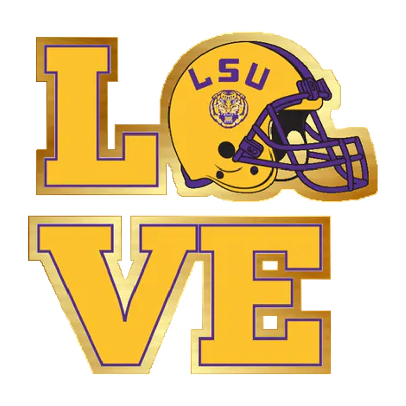 LSU Tigers - Logo 19 - Gold Chrome Vinyl Sticker - Custom Size