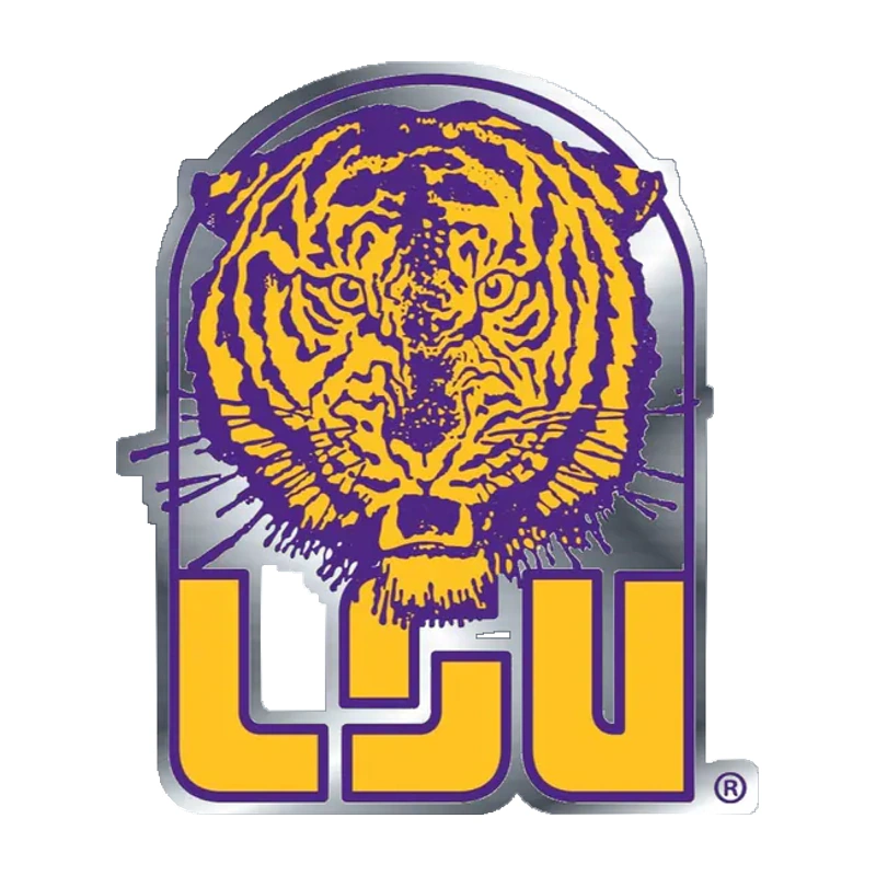 LSU Tigers - Logo 1967 - Silver Chrome Vinyl Sticker - Custom Size