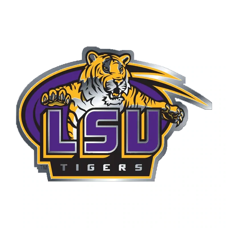 LSU Tigers - Logo 2002 - Silver Chrome Vinyl Sticker - Custom Size