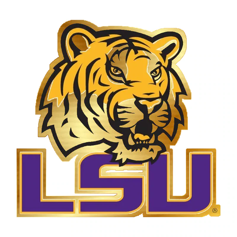 LSU Tigers - Logo 2007 - Gold Chrome Vinyl Sticker - Custom Size