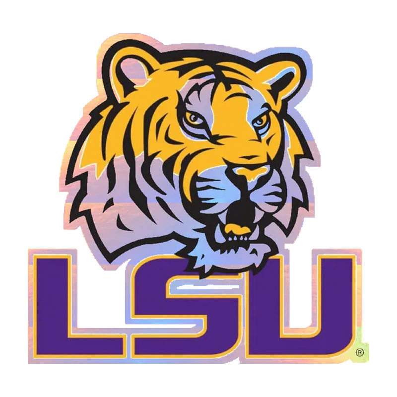LSU Tigers - Logo 2007 - Holographic Vinyl Sticker - Custom Size
